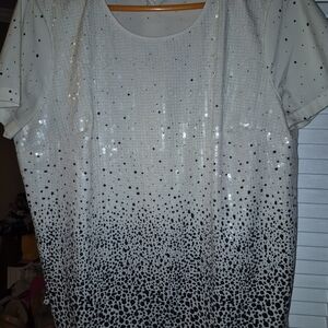 Elegant Sequin Women's Top - White and Black